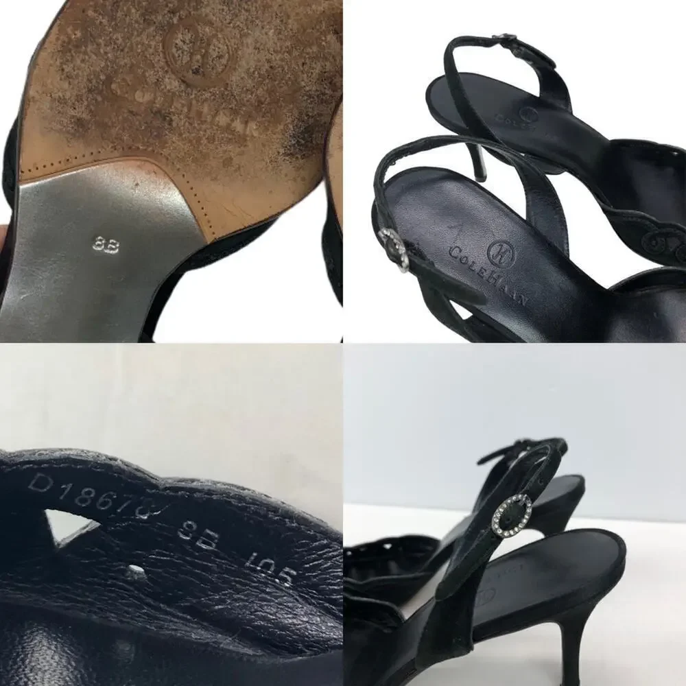 Cole Haan Black Suede Leather Sing Back Heels 8